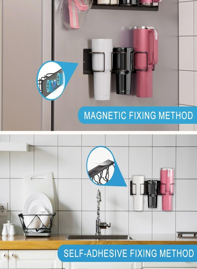 TBLUITE Water Bottle Organizer Holder for Stanley 40/30/20 oz, 2 Pack Strong Magnetic Cup Accessories, Kitchen Fridge Cabinet Metal Storage Rack, Easy Installation (Black, 6 Bottles) (black) - Image 4