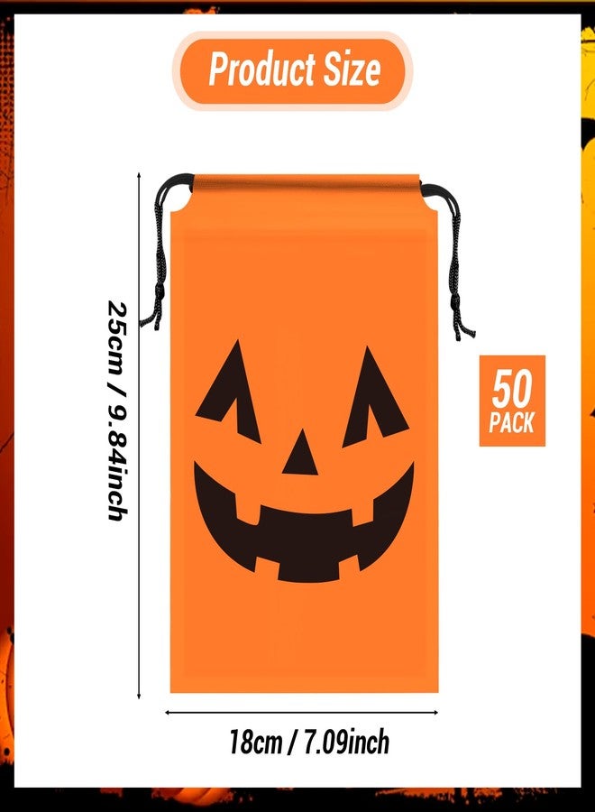KERINGO 50 Pack Halloween Trick or Treat Party Favors Drawstring Party Favor Bags Translucent frosted Halloween Goodie Bags Gift Packaging Storage for Kids Boys Birthday Supplies 7.08 x 9.84 Inch - Image 2