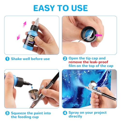 ABEIER Airbrush Paint, 28 Colors x 1oz (30ml) with 2 Thinner, Ready to Spray, Non-Toxic, Water-Based Acrylic Airbrush Paint Set for Metal, Models - Image 3