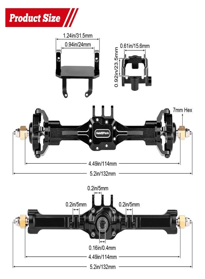 HobbyPark +10mm Extended Portal Axle Complete Set with Servo Mount & Links Built-in Metal Steel Gears for 1/18 TRX4M Defender Bronco K10 F150 High Trail Upgrades, Front and Rear (Black) - Image 2