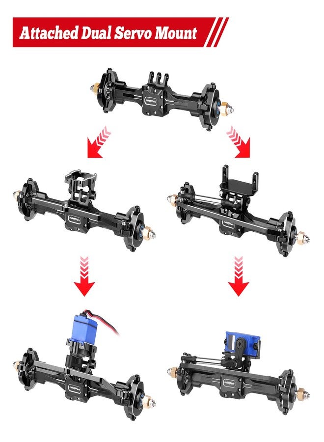 HobbyPark +10mm Extended Portal Axle Complete Set with Servo Mount & Links Built-in Metal Steel Gears for 1/18 TRX4M Defender Bronco K10 F150 High Trail Upgrades, Front and Rear (Black) - Image 5
