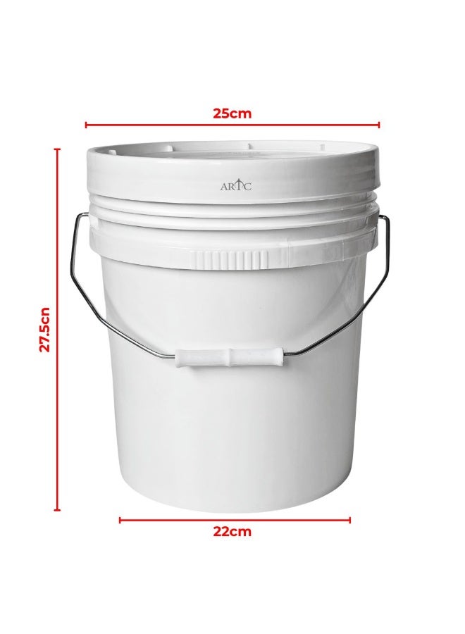 ARTC 10L Heavy Duty Plastic Bucket with Lid & Metal Handle (Set of 3 PCS) – 10 Liter White Storage Pail, Food Grade, Airtight Snap-On Lid, Multi-Purpose Utility Paint Container for Home, Garden, Garage, Tools, Water, Pantry & DIY - Image 2