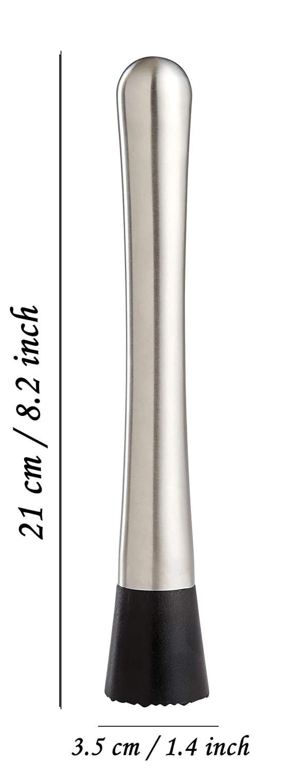 HAINE Barware 4 Pieces Bar Set of Double Wall Ice Bucket Tong Peg Measuring Jigger and Muddler Stick Stainless Steel Silver - Image 4