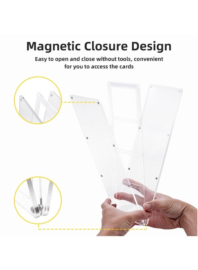 Trading Card Frame Holder Stand Display-4 Slots 35-75PT Universal Magnetic Acrylic Game Card Case, Baseball Card Holder, Hard Acrylic Card Cases, Fit for Standard Card  - Image 3