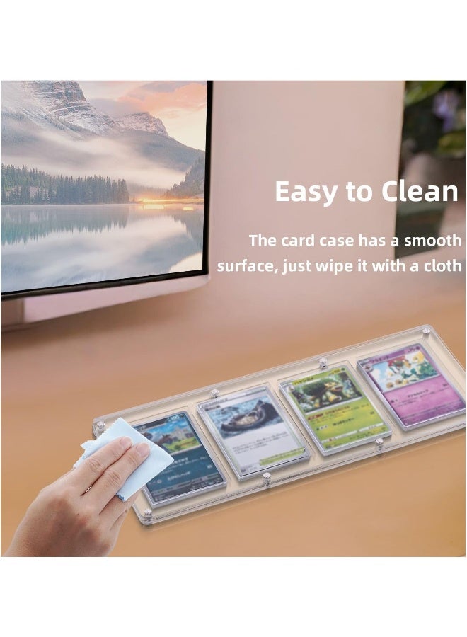 Trading Card Frame Holder Stand Display-4 Slots 35-75PT Universal Magnetic Acrylic Game Card Case, Baseball Card Holder, Hard Acrylic Card Cases, Fit for Standard Card  - Image 4