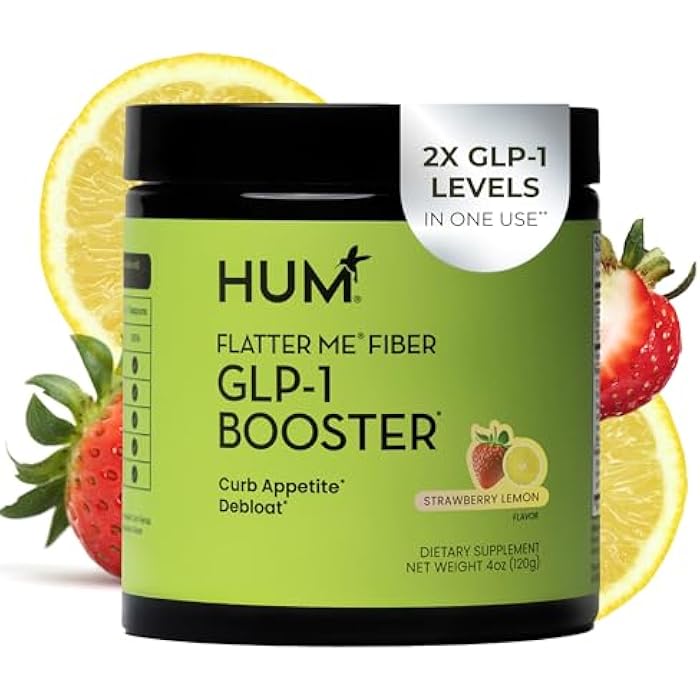 HUM Flatter Me Fiber Supplement for Women & Men, Prebiotics & Digestive Enzymes to Support Weight & Bloating, Digestive & Gut Health, Fiber Powder Drink Mix, Strawberry Lemon - 10 Servings - Image 1