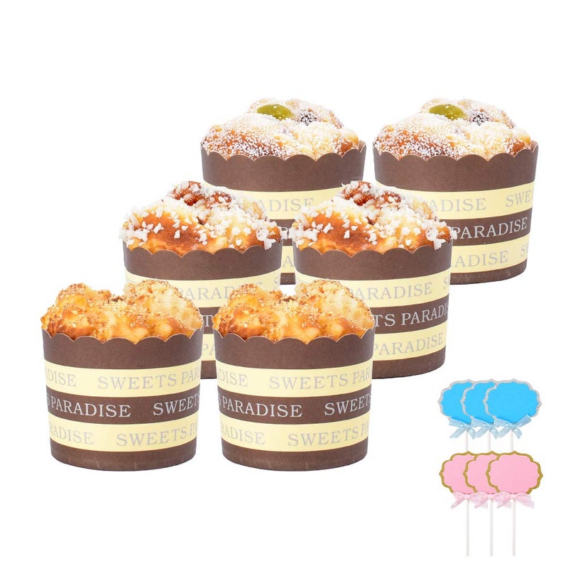 HOKPA 6Pcs Fake Cupcake Simulation Sprinkle Frosting Artificial Realistic Cake Food Muffin Bread Dessert Mixed Food Model Kitchen Decoration Bakery Display Props