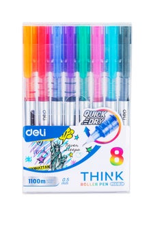 Deli 8-Piece Needle Tip Roller Pen 0.5mm Tip Multicolour  - Image 1