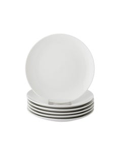 Dania 6 Plain White Flat Porcelain Plates for Buffets, Dining and All Uses, Size 18 cm  - Image 2