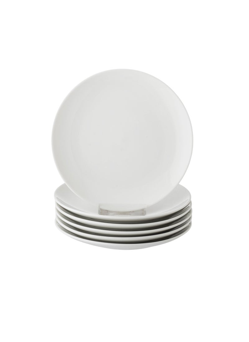 Dania - 6 Plain White Flat Porcelain Plates for Buffets, Dining and All Uses, Size 18 cm - Image 1