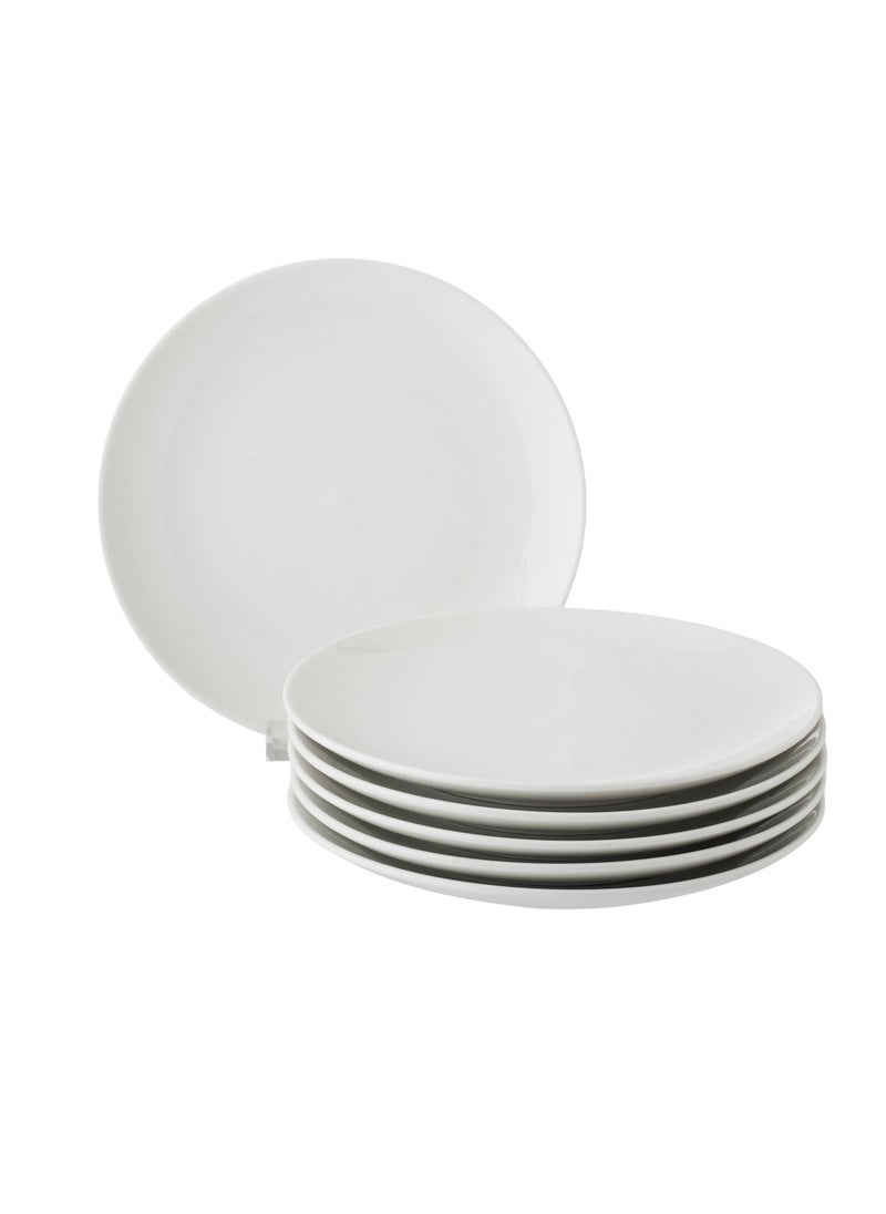 Dania - 6 Plain White Flat Porcelain Plates for Buffets, Dining and All Uses, Size 18 cm - Image 1