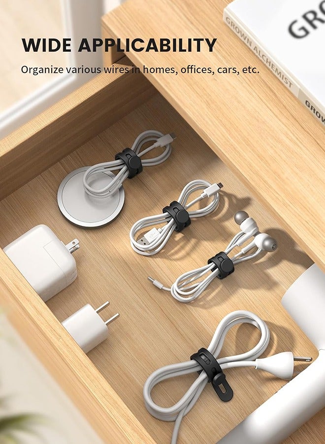 Loquat 10Pack Silicone Cable Ties Cord Organizer Strap - Reusable Washable Wire Wrap Management with Lock Buckle, Elastic Adjustable Charger Cable Wrap Tie, Electrical Cord Organizer for Travel Home - Image 4