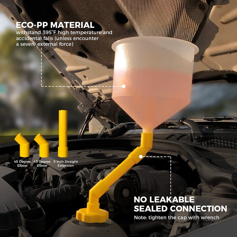 Thorstone No-Spill Coolant Funnel Kit, 16-Piece Universal Spill-Free Radiator Coolant Filling Funnel with Adapters - Image 5