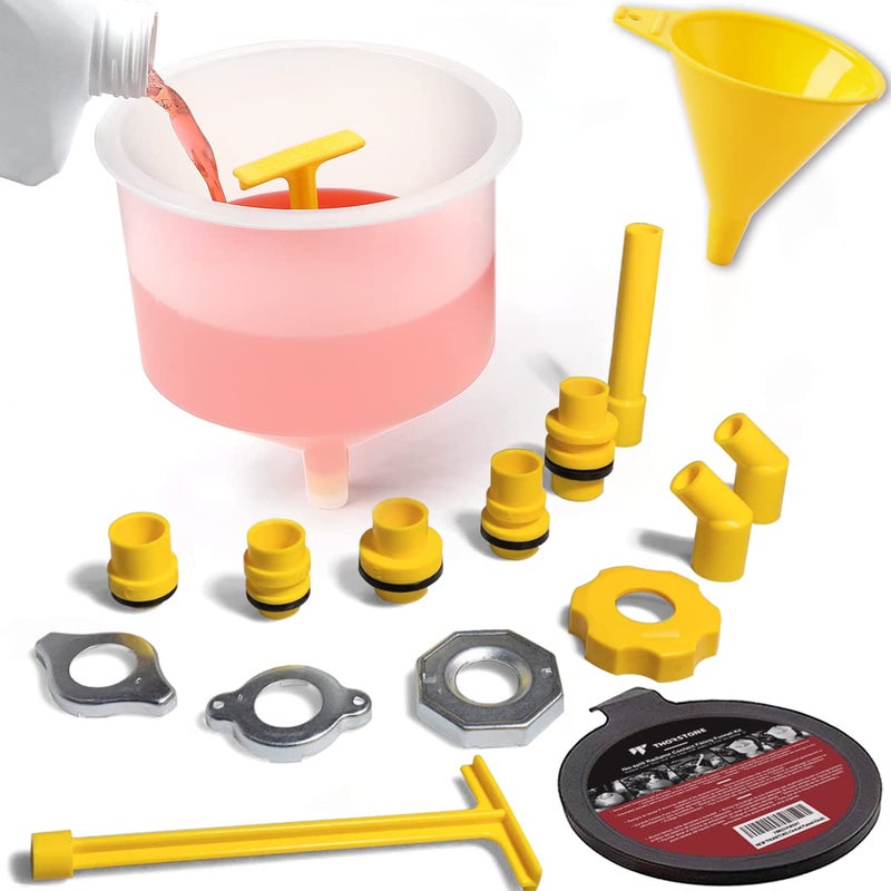 Thorstone No-Spill Coolant Funnel Kit, 16-Piece Universal Spill-Free Radiator Coolant Filling Funnel with Adapters - Image 1