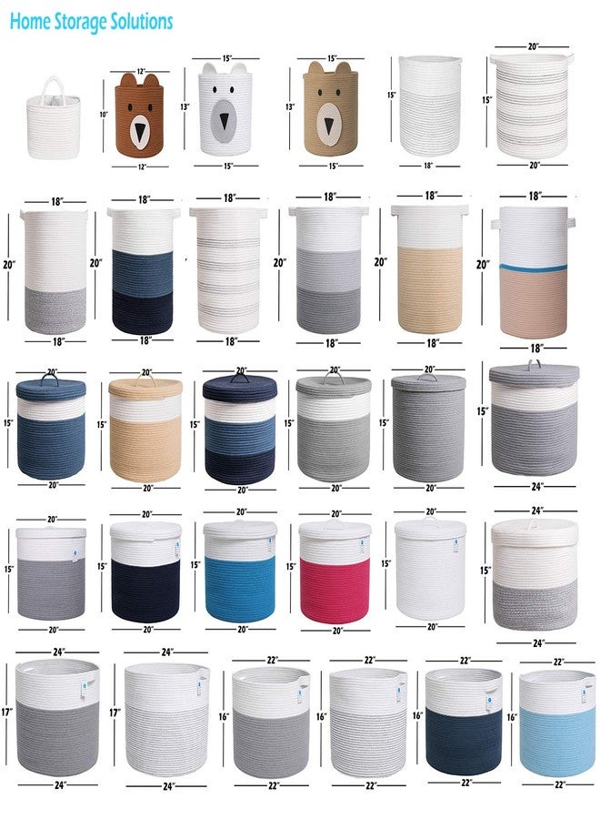 Cottonphant 20" x 20" x 15" Extra Large Storage Basket with Lid, Cotton Rope Storage Baskets, Laundry Hamper, Cloth Bin, for Clothes Towels Blankets Pillows Storage in Living Room, Basket with Lid Blue/Deep Blue - Image 4