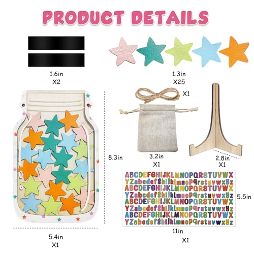 Pisngek Magnetic Reward Jar for Kids Star Jar Reward System Behavior Classroom Incentive Jar with Fun Star Chart Suitable for Teachers Parents Mason Jar with Stars Kids Motivational Tool - Image 3