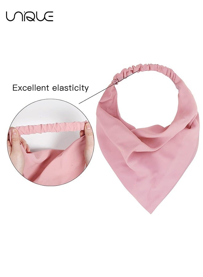 Unique 8 Pack Hair Scarves Headband Elastic Boho Bandanas Scarf, Chiffon Head Kerchief with Hair Pins for Women Girls Farmhouse Hair Accessories, Solid Color - Image 3