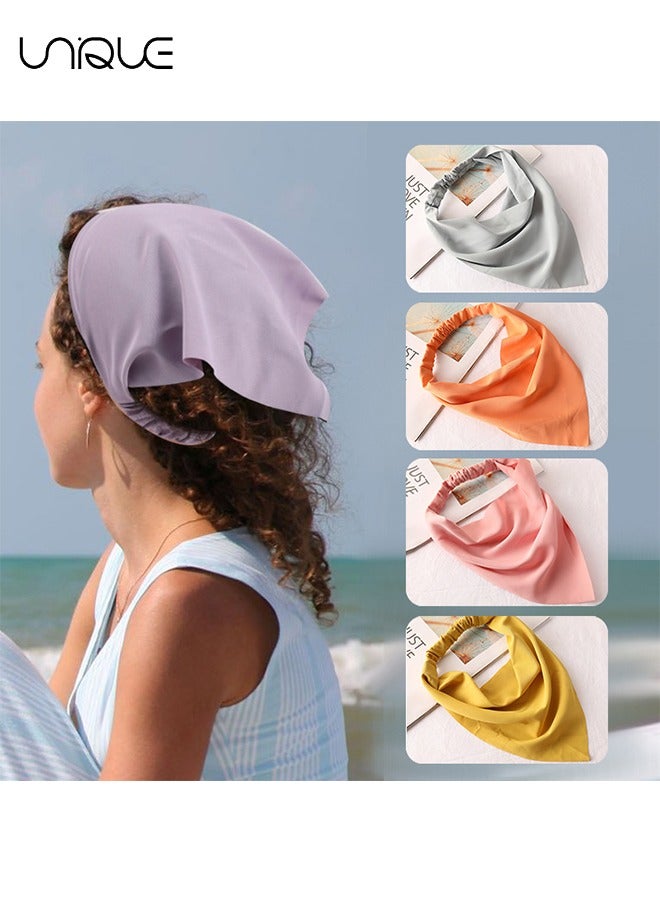 Unique 8 Pack Hair Scarves Headband Elastic Boho Bandanas Scarf, Chiffon Head Kerchief with Hair Pins for Women Girls Farmhouse Hair Accessories, Solid Color - Image 4