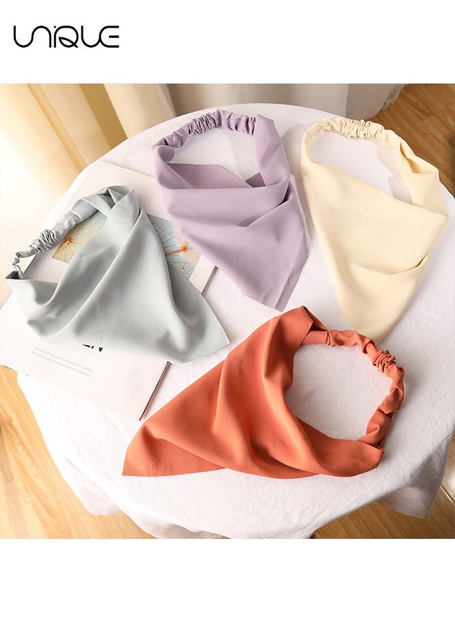 Unique 8 Pack Hair Scarves Headband Elastic Boho Bandanas Scarf, Chiffon Head Kerchief with Hair Pins for Women Girls Farmhouse Hair Accessories, Solid Color - Image 5