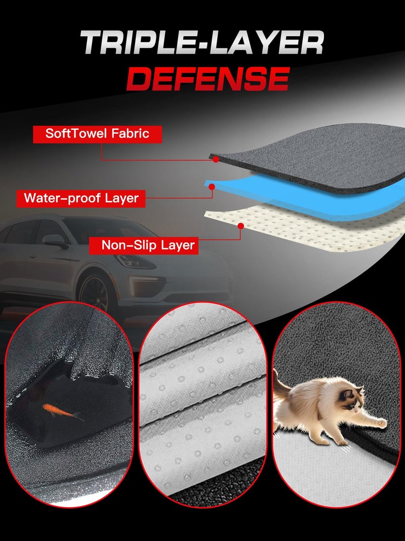TESFEEL Waterproof Towel Back Seat Cover for Car, Truck, Van & SUV â€“ Durable Rear Bench Seat Cover for Kids & Dogs, Seat Back Protector Easy to Install (Gray) - Image 2