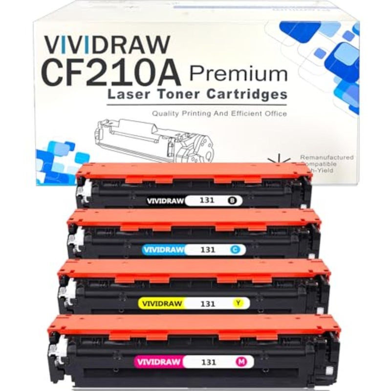 بديل حبر متوافق لـ HP 131A CF210A CF211A CF212A CF213A يعمل مع طابعة HPLaserJet Pro 200 لون M251nw M251n M276n M276nw 4 عبوات - Image 1