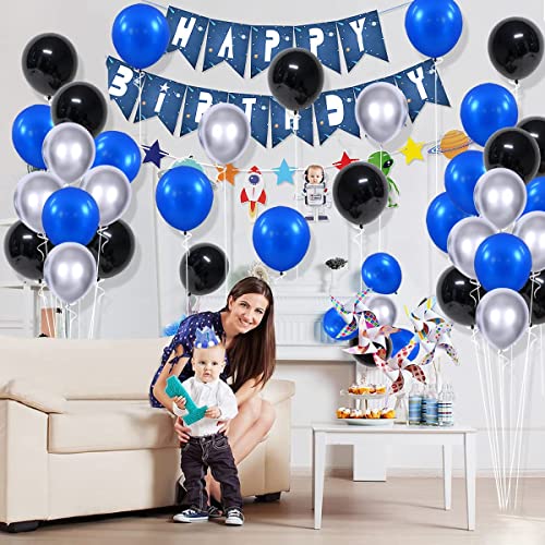 LUDEOU Blue Black Silver Balloon Garland Arch Kit Royal Blue and Black Balloon Silver Balloons for Boy 21th 30th 40th Birthday Retirement Graduation Prom Video Gaming Party Decorations - Image 5