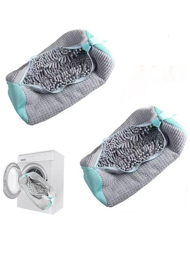 2Pcs Anti-Deformation Shoe Washing Bags,Laundry Shoe Bags for Washing Machine,Reusable Shoe Washing Bag for All Shoe Types and Sizes Shoe Laundry Bag(Gray) - Image 1