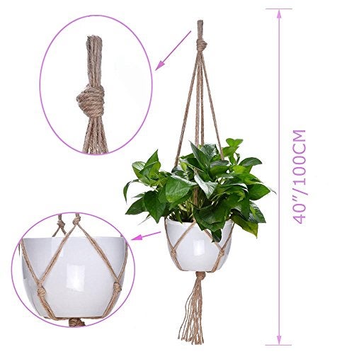 Kicovitifa Plant Hanger, 10 Pieces 40'' Macrame Plant Hangers, Hanging Planters for Indoor Plants Pots, Plant Holder Basket Jute Rope Holder for Indoor Outdoor Garden Home Decorations (Natural) - Image 2