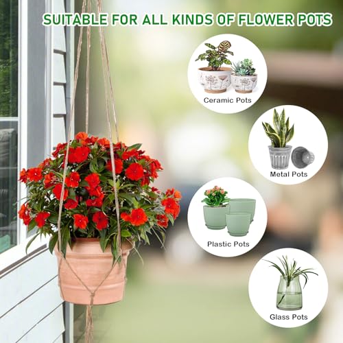 Kicovitifa Plant Hanger, 10 Pieces 40'' Macrame Plant Hangers, Hanging Planters for Indoor Plants Pots, Plant Holder Basket Jute Rope Holder for Indoor Outdoor Garden Home Decorations (Natural) - Image 5
