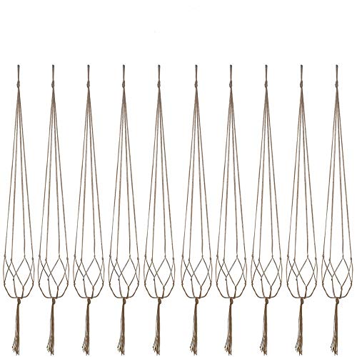 Kicovitifa Plant Hanger, 10 Pieces 40'' Macrame Plant Hangers, Hanging Planters for Indoor Plants Pots, Plant Holder Basket Jute Rope Holder for Indoor Outdoor Garden Home Decorations (Natural) - Image 1