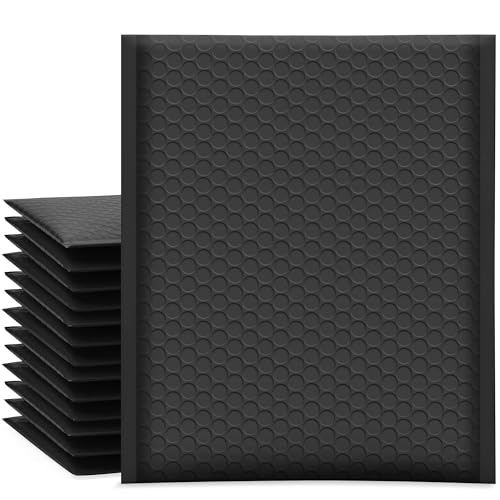UCGOU أكياس البريد الفقاعية UCGOU 8.5x12 بوصة سوداء 25 حزمة حجم قابل للاستخدام 8.5x11 مغلفات مبطنة بولي #2 متوسطة التعبئة والتغليف غير الشفافة ذاتية الإغلاق مقاومة للماء حقائب الشحن للبضائع والمكياج - Image 1