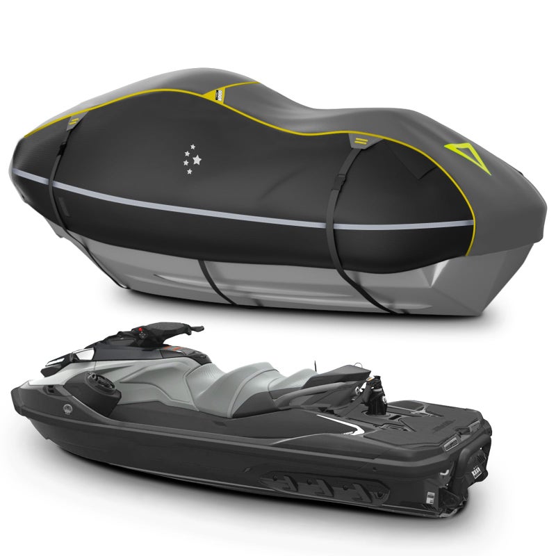 LI LIBZAKI LIBZAKI Jet Ski Cover PWC Cover 23 Seats Heavy Duty Waterproof 600D UV Resistant Fits for Yamaha SeaDoo Kawasaki up to 136145 GrayBlack - Image 2