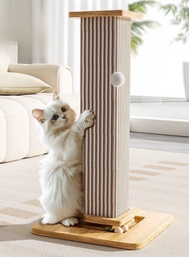 MissTiara Sisal cat scratching board, vertical cat scratching post, wear-resistant and no chipping, natural sisal, scratch-resistant and wear-resistant, widened solid wood base, stable and no shaking, with a rotating cat ball at the bottom, happy to sharpen the claws, protect the furniture, 65*31.6*11.5cm - Image 4