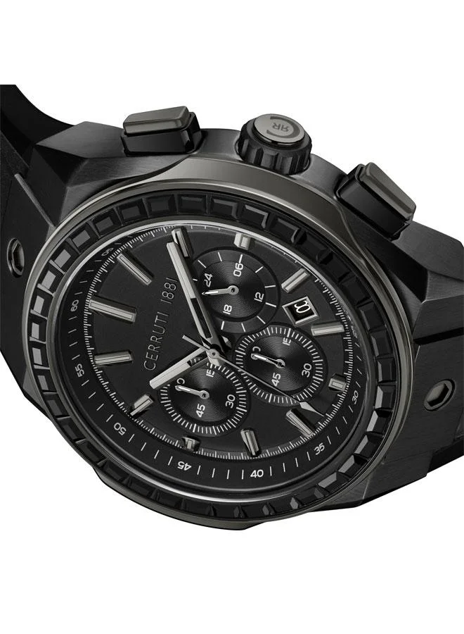 CERRUTI 1881 Ruscello Men's 48mm Chronograph Watch with Black Dial & Black Baguette Crystals