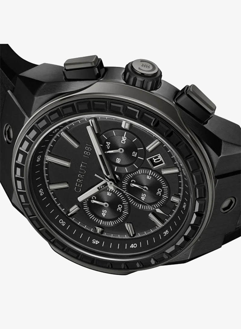 CERRUTI 1881  Ruscello Men's 48mm Chronograph Watch with Black Dial & Black Baguette Crystals for Men | Best Price UAE