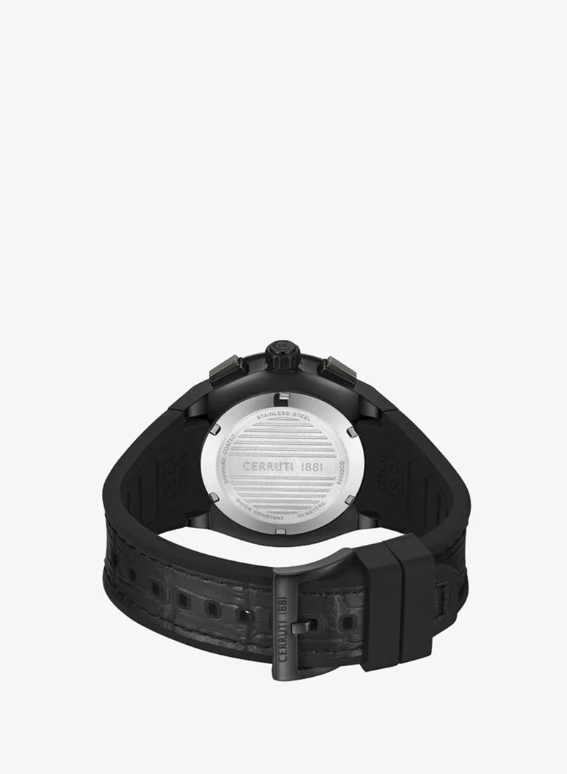 CERRUTI 1881  Ruscello Men's 48mm Chronograph Watch with Black Dial & Black Baguette Crystals for Men | Best Price UAE