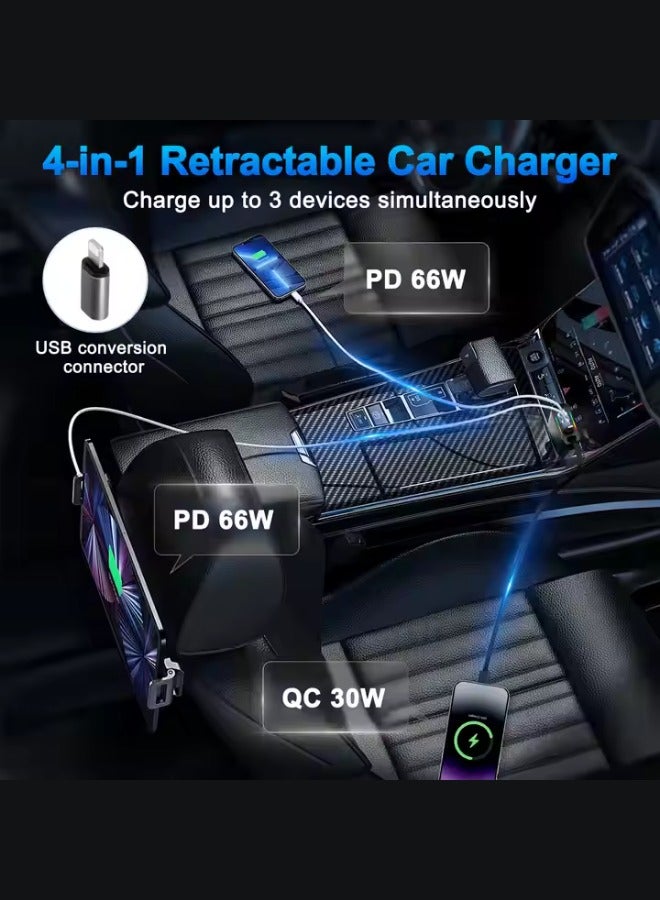120 W 4‑in‑1 Retractable LED Starry Sky Car Charger with USB‑A & USB‑C Cables, PD Fast Charging, Multi‑Protection (Over‑Current/Voltage/Temp/Short‑Circuit) - Image 5