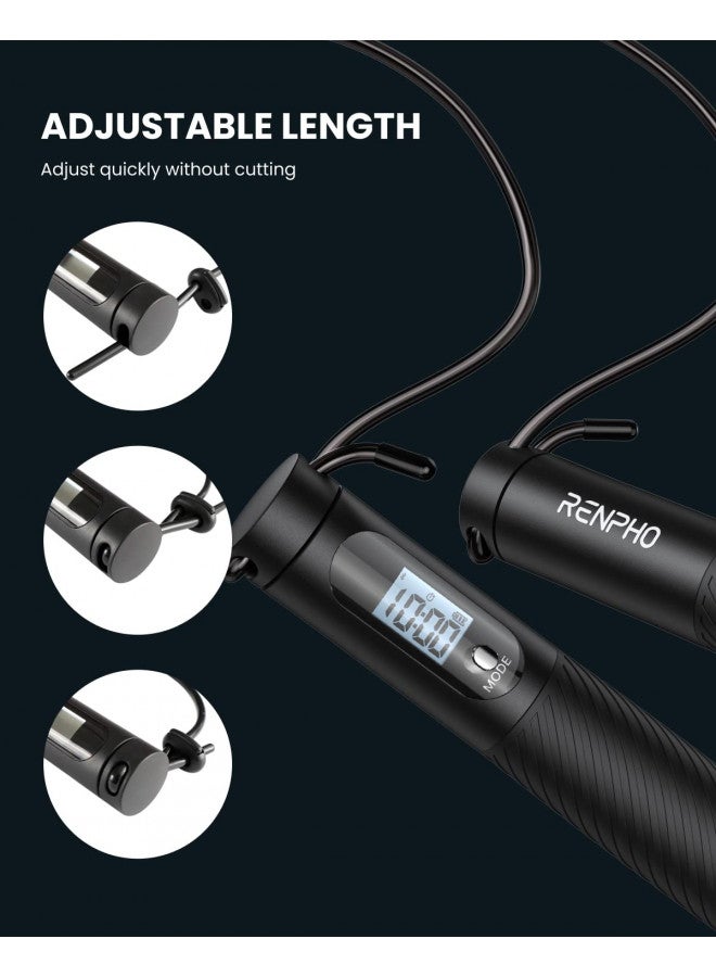 RENPHO Smart Skipping Rope with Counter, Adjustable Jump Ropes for Fitness, Skip Rope with APP Data Analysis, Workout Equipment for Women Men Adult Kids, Burn Calories, Boxing Jumping Rope, Gym, MMA - Image 4