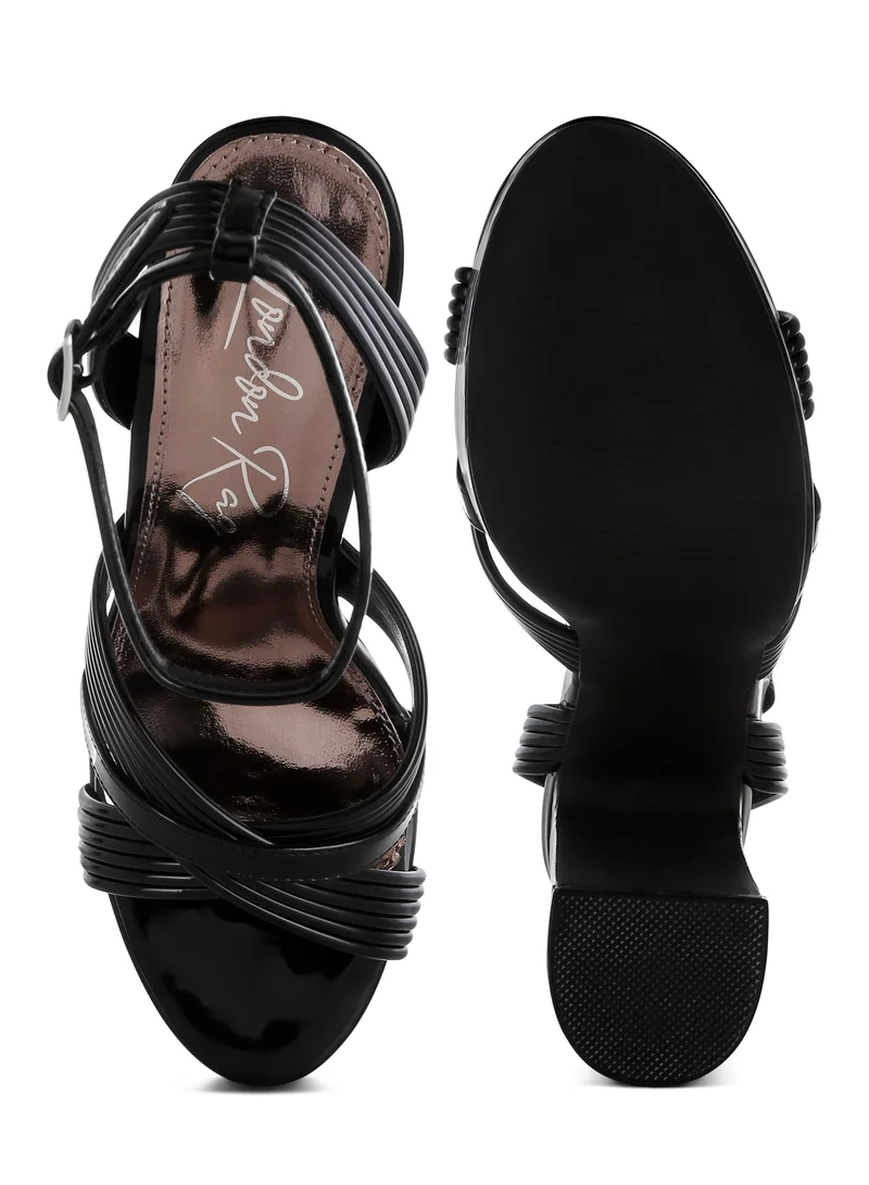 London Rag Metallic Ankle Strap Heel Sandals in Black