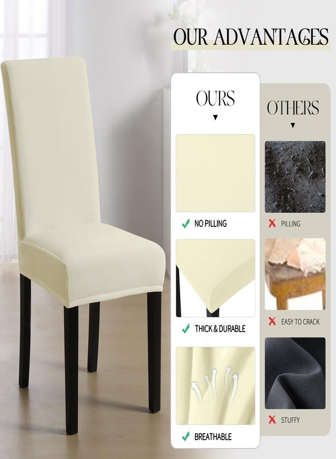 MOSAYT Velvet Dining Chair Covers Set of 4 - Stretch Slipcovers with Thick Removable Fabric for Parsons Chairs, Washable Seat Protectors for Kitchen, Banquet & Home Decor, Beige - Image 4