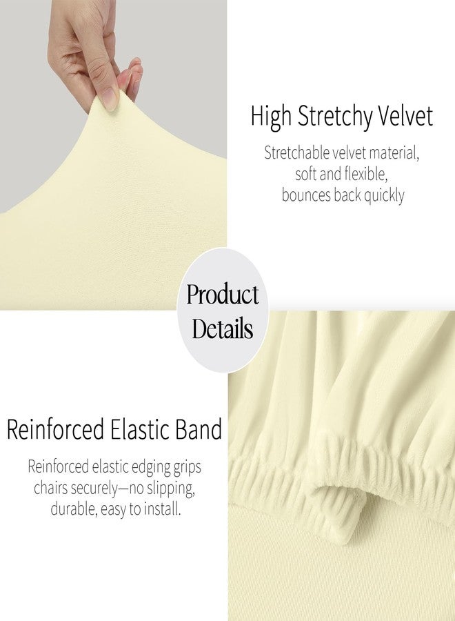 MOSAYT Velvet Dining Chair Covers Set of 4 - Stretch Slipcovers with Thick Removable Fabric for Parsons Chairs, Washable Seat Protectors for Kitchen, Banquet & Home Decor, Beige - Image 5