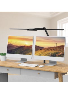 LED Desk Lamp for Large Desktops and Multi-Monitor Setups - Touch Control Table Lamp with Auto Dimming, 5 Color Modes & 5 Brightness Levels for Reading, Study, and Work