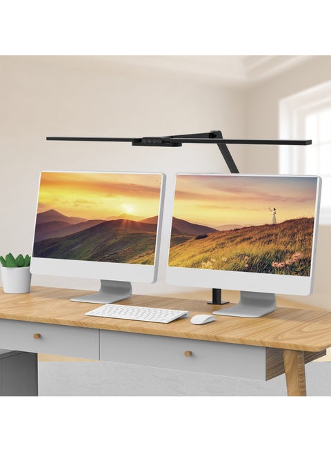 LED Desk Lamp for Large Desktops and Multi-Monitor Setups - Touch Control Table Lamp with Auto Dimming, 5 Color Modes & 5 Brightness Levels for Reading, Study, and Work