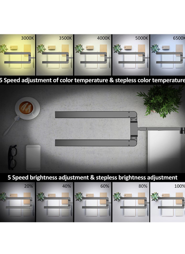 Generic - LED Desk Lamp for Large Desktops and Multi-Monitor Setups - Touch Control Table Lamp with Auto Dimming, 5 Color Modes & 5 Brightness Levels for Reading, Study, and Work - Image 1