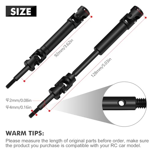 ARRAROWN 2Pcs RC Cars CVD Rear Drive Shaft Replace 6852 Heavy Duty Axles Replacement Parts Compatible with 110 Traxxas SlashRustlerStampedeHoss VXL 4X4 2WD Platinum Ultimate Update Parts - Image 5
