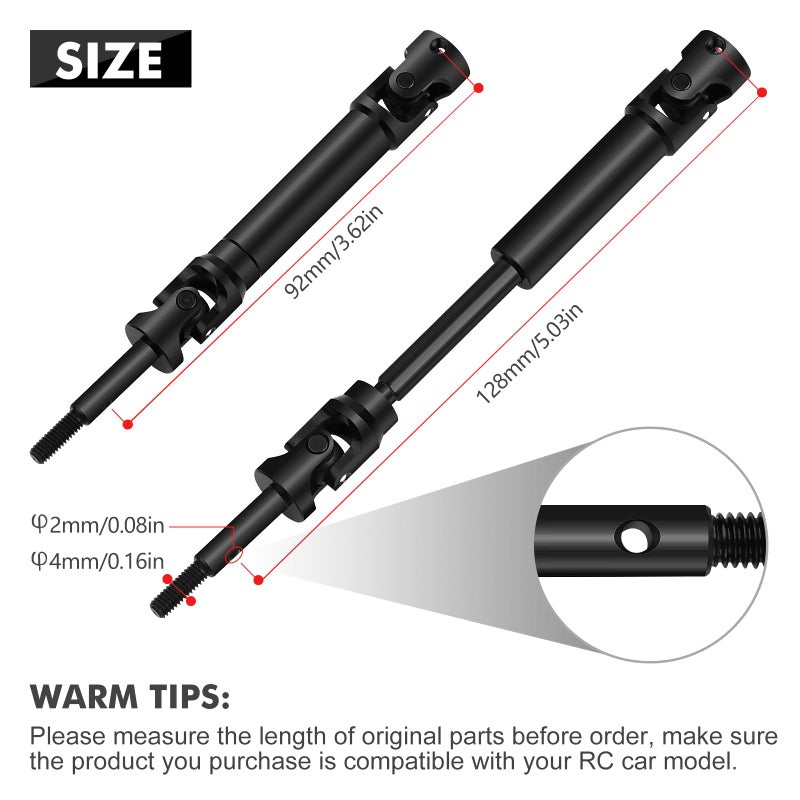 ARRAROWN 2Pcs RC Cars CVD Rear Drive Shaft Replace 6852 Heavy Duty Axles Replacement Parts Compatible with 110 Traxxas SlashRustlerStampedeHoss VXL 4X4 2WD Platinum Ultimate Update Parts - Image 3