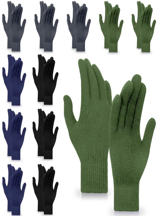 MENOLY 12 Pairs Winter Magic Gloves for Adult Men Women Warm Stretchy Knit Black Gloves One Size Fits Men Women Teens - Image 1
