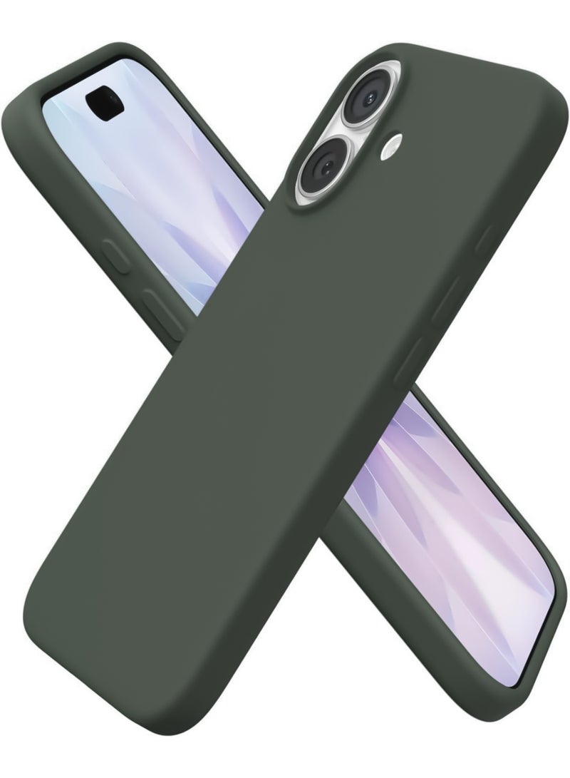 Compatible with iPhone 17 Case Slim Liquid Silicone 4 Layers Soft Gel Rubber Shockproof Protective Phone Case with Anti Scratch Microfiber Lining (Dark Green)