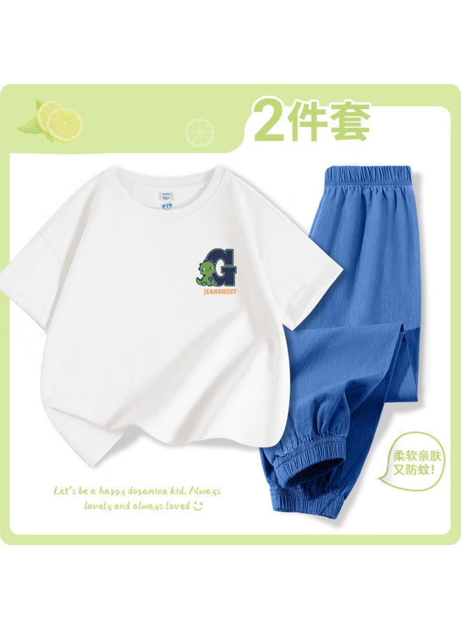 Jeanswest Boys' Outfit 2025 New Arrival - Kids' Lightweight Denim-like Mosquito-repellent Pants With Short-sleeve T-shirt & Long Pants For Summer - Image 2