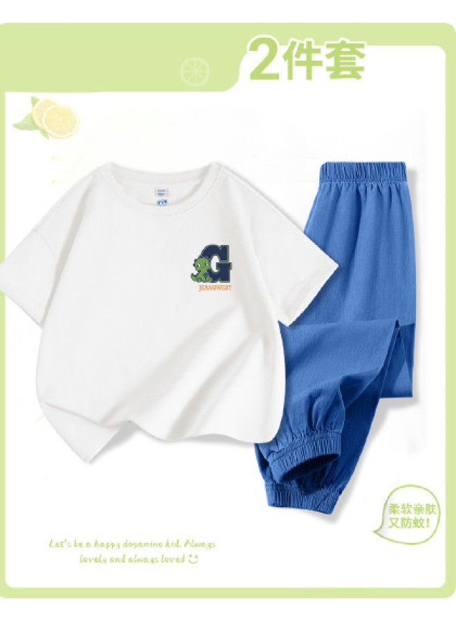Jeanswest Boys' Outfit 2025 New Arrival - Kids' Lightweight Denim-like Mosquito-repellent Pants With Short-sleeve T-shirt & Long Pants For Summer - Image 1